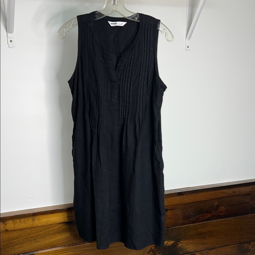 Sonoma Black Sleeveless Linen Blend Dress- PS